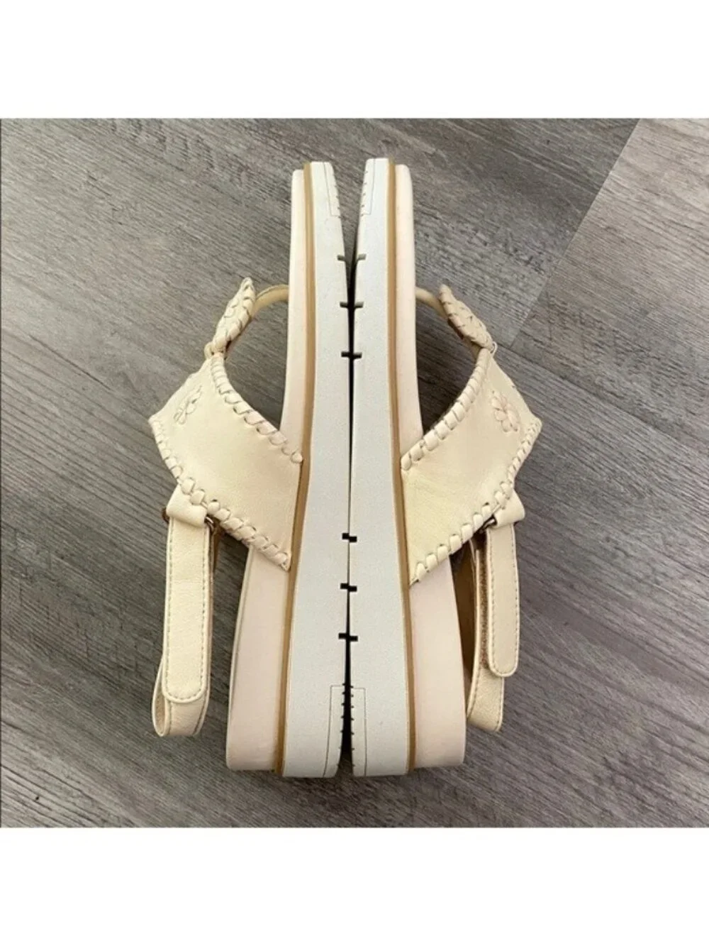 JACK ROGERS Jacks Weekend Slingback Sandal Cream Leather Resort $138 Women's 6.5